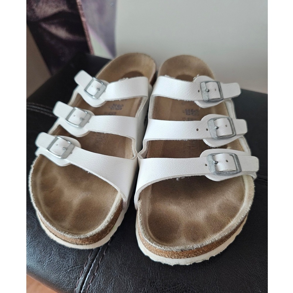 Birkenstock Florida Soft Footbed White Triple Strap Sandals Womens 36 L5 M3